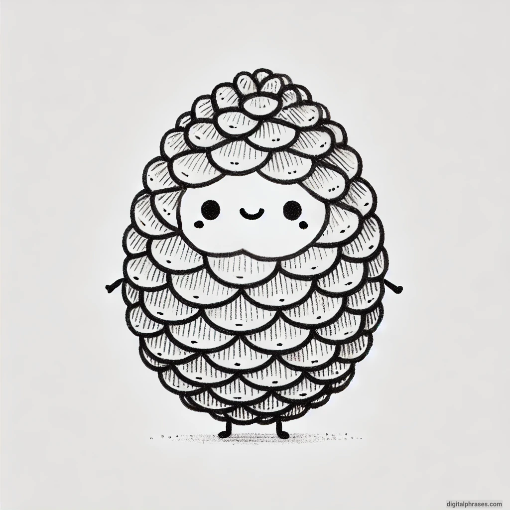 30 Easy, Cute and Simple Fall Drawing Ideas sketch of a Pinecone with Cute Details