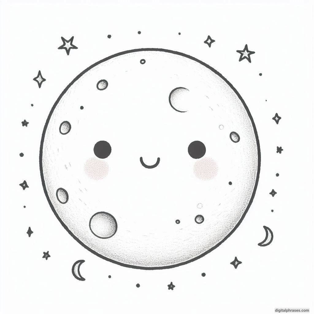 30 Easy, Cute and Simple Fall Drawing Ideas sketch of an easy harvest moon