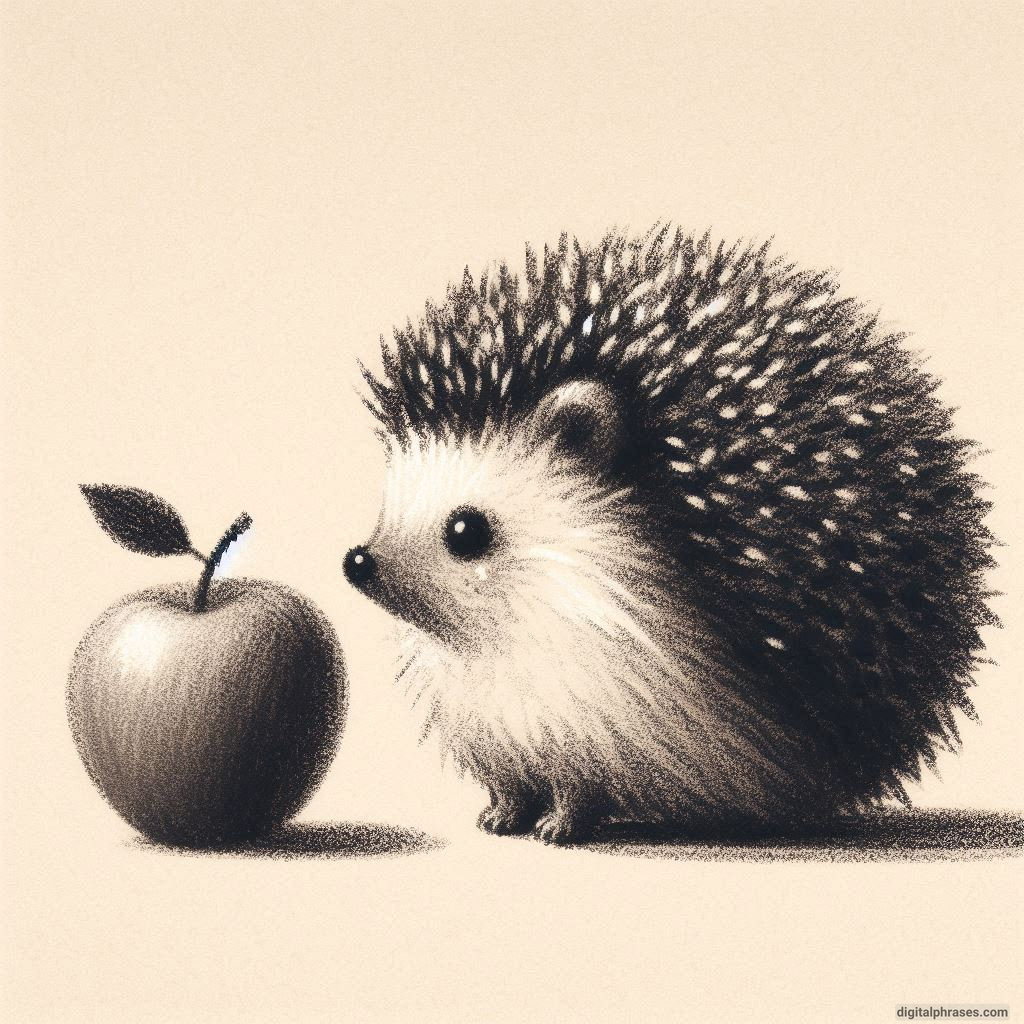 30 Easy, Cute and Simple Fall Drawing Ideas sketch of a hedgehog and apple