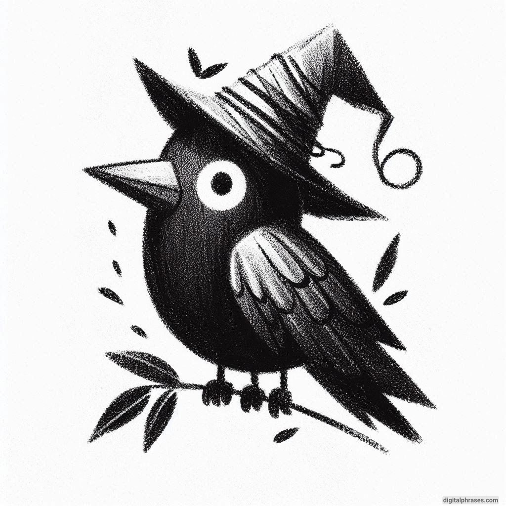 30 Easy, Cute and Simple Fall Drawing Ideas sketch of a crow