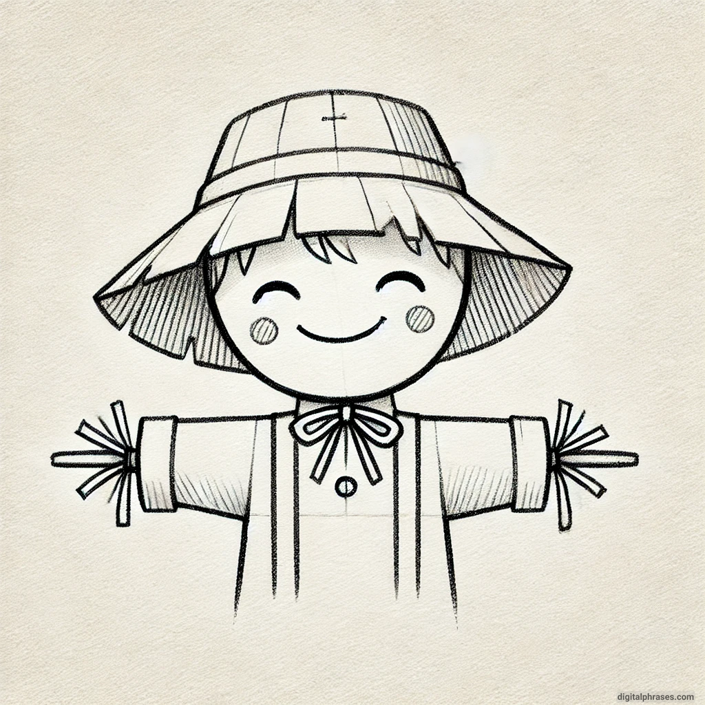 30 Easy, Cute and Simple Fall Drawing Ideas sketch of a scarecrow