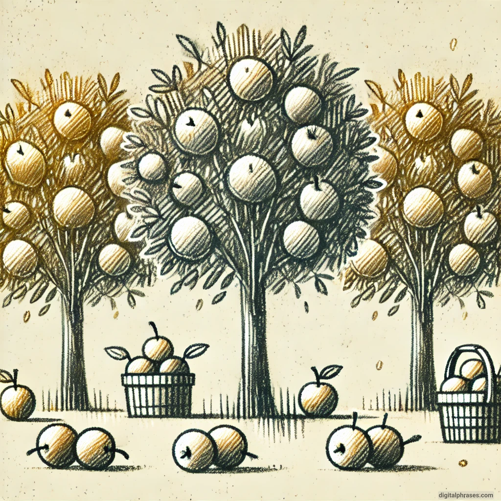 24 Fall Drawing Ideas For Kids sketch of a Fun Apple Orchard with Trees Full of Ripe Red Apples