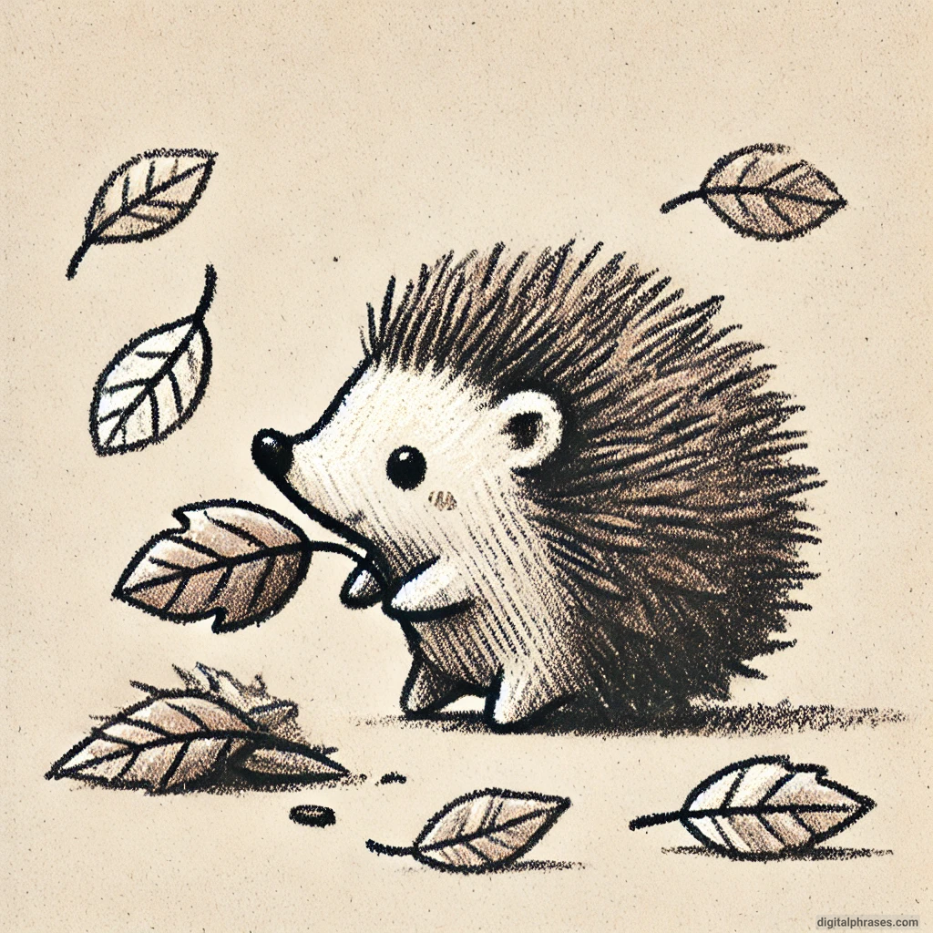 24 Fall Drawing Ideas For Kids drawing of a Hedgehog Gathering Leaves for its Winter Nest