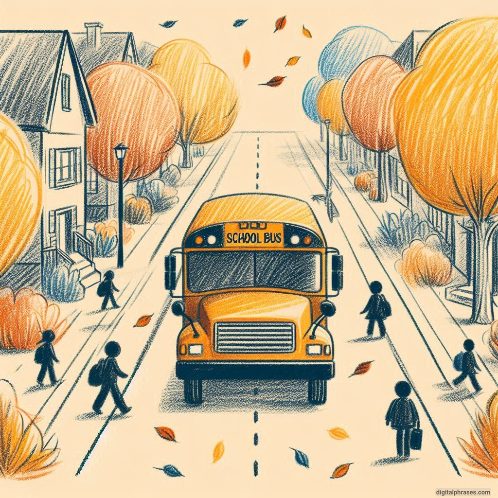 24 Fall Drawing Ideas For Kids drawing of a school bus