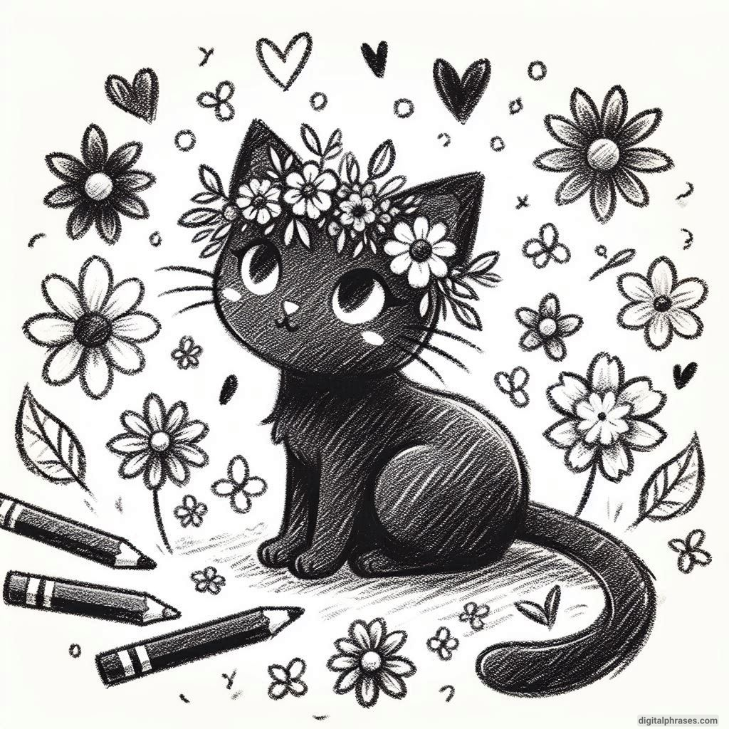 72 Black Cat Drawing Ideas