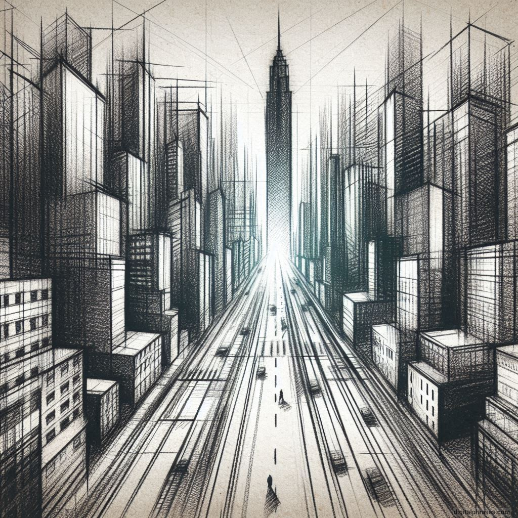 80 One-Point Perspective Drawing Ideas of Cities