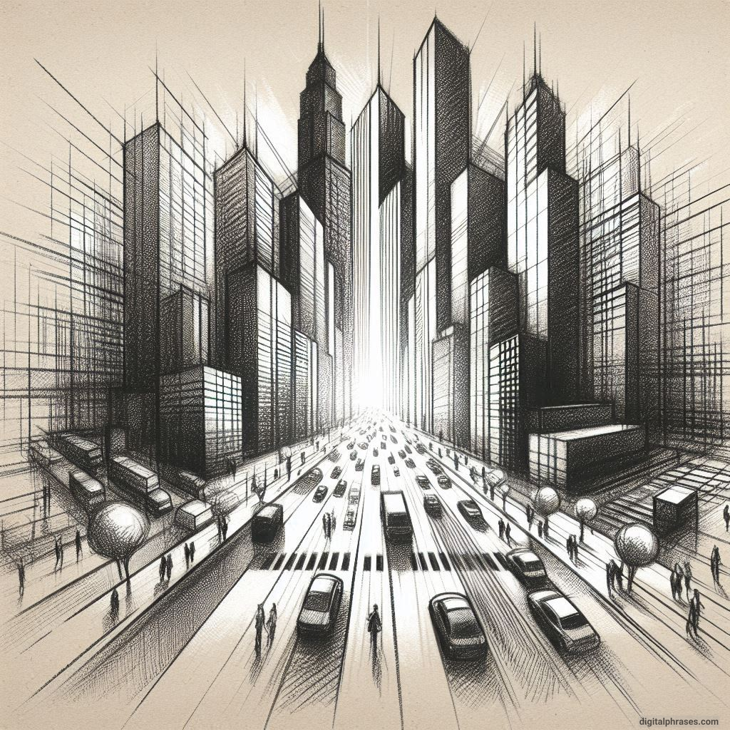 80 One-Point Perspective Drawing Ideas of Cities