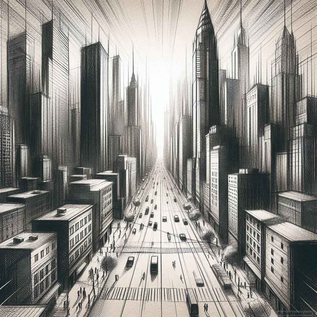 80 One-Point Perspective Drawing Ideas of Cities