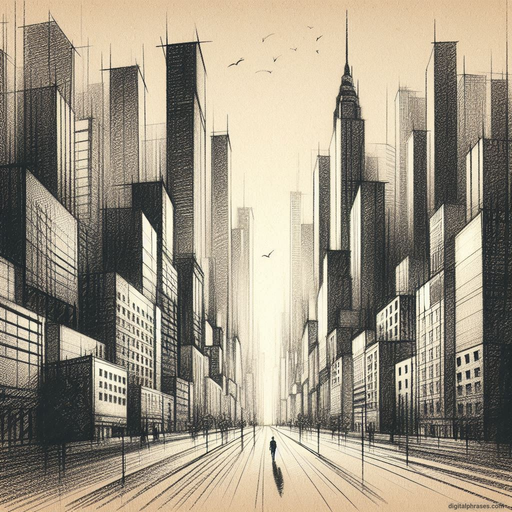 80 One-Point Perspective Drawing Ideas of Cities