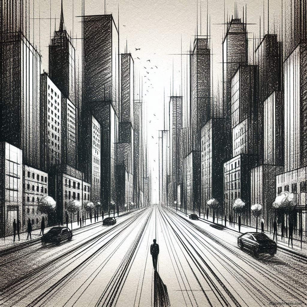 80 One-Point Perspective Drawing Ideas of Cities