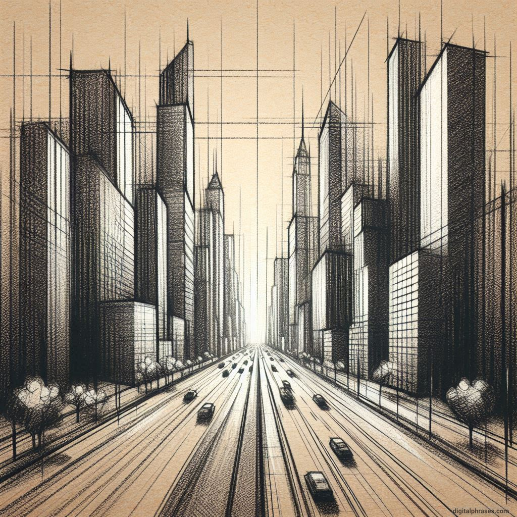 80 One-Point Perspective Drawing Ideas of Cities