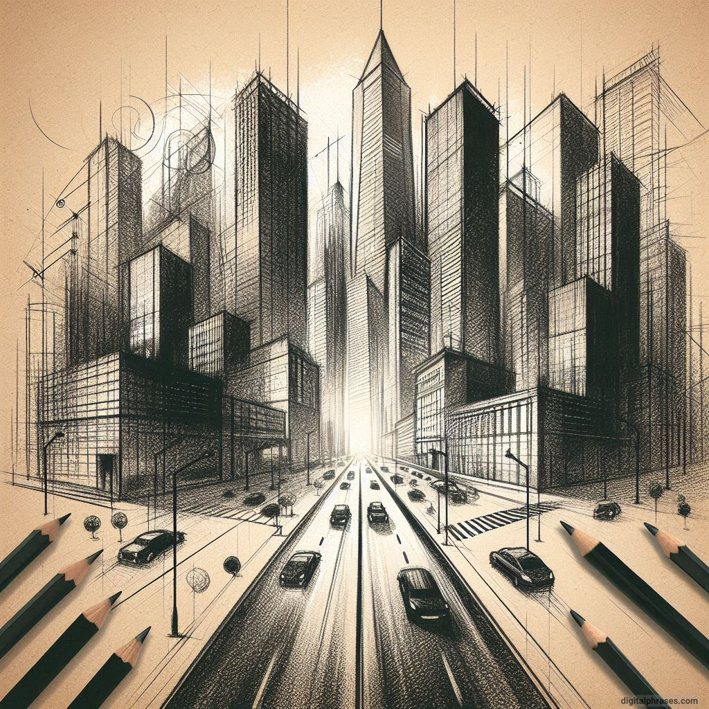 80 One-Point Perspective Drawing Ideas of Cities