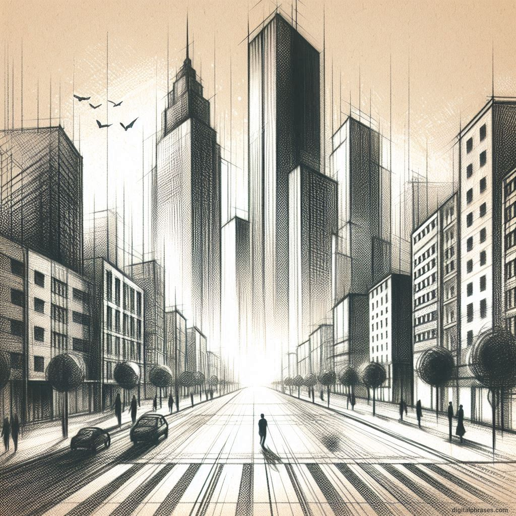 80 One-Point Perspective Drawing Ideas of Cities