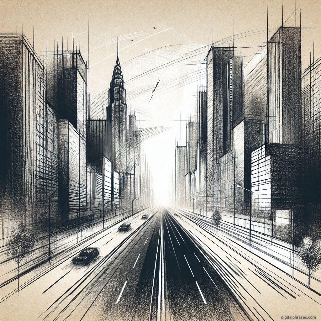 80 One-Point Perspective Drawing Ideas of Cities