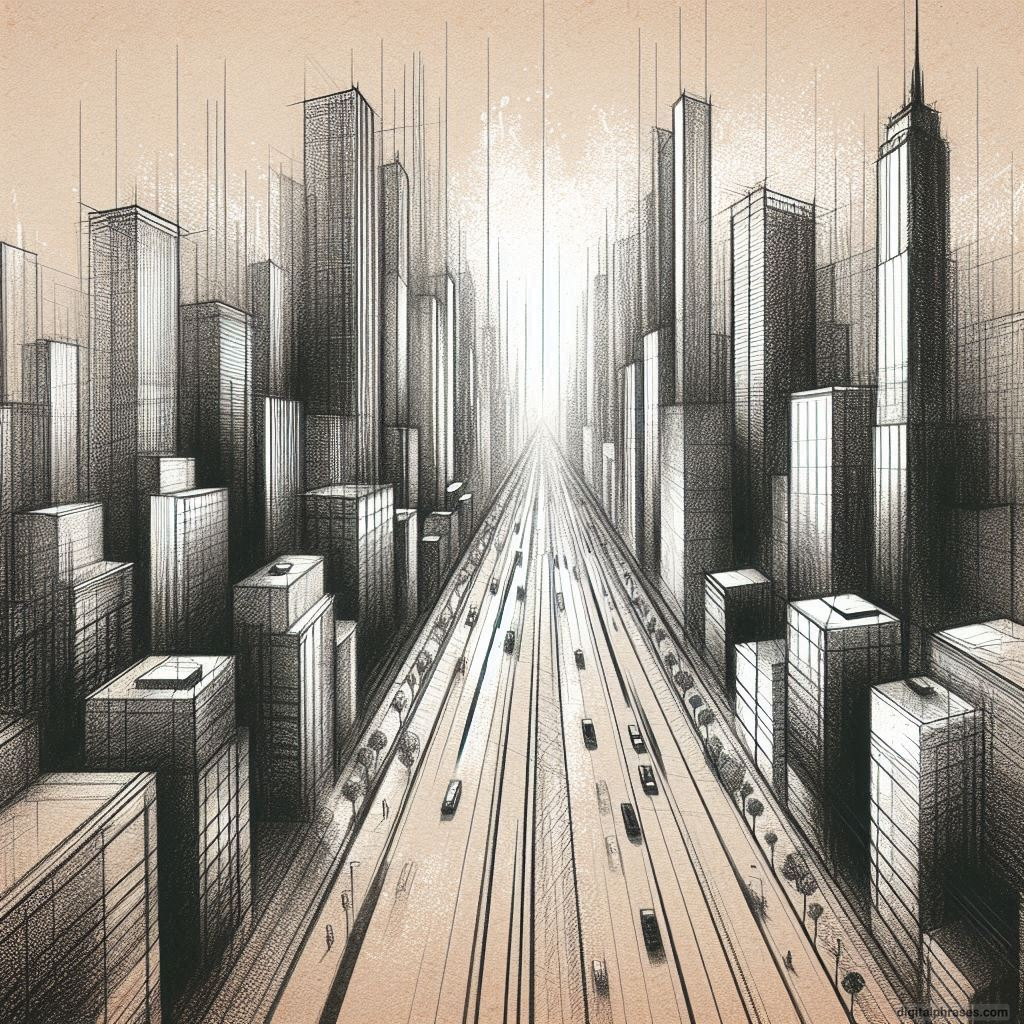 80 One-Point Perspective Drawing Ideas of Cities