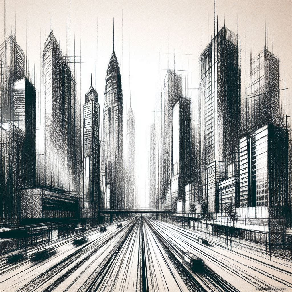 80 One-Point Perspective Drawing Ideas of Cities