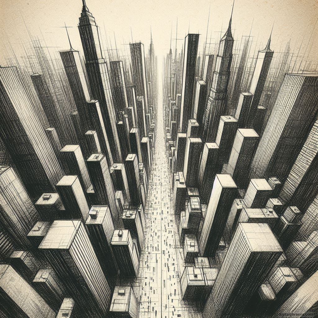 80 One-Point Perspective Drawing Ideas of Cities