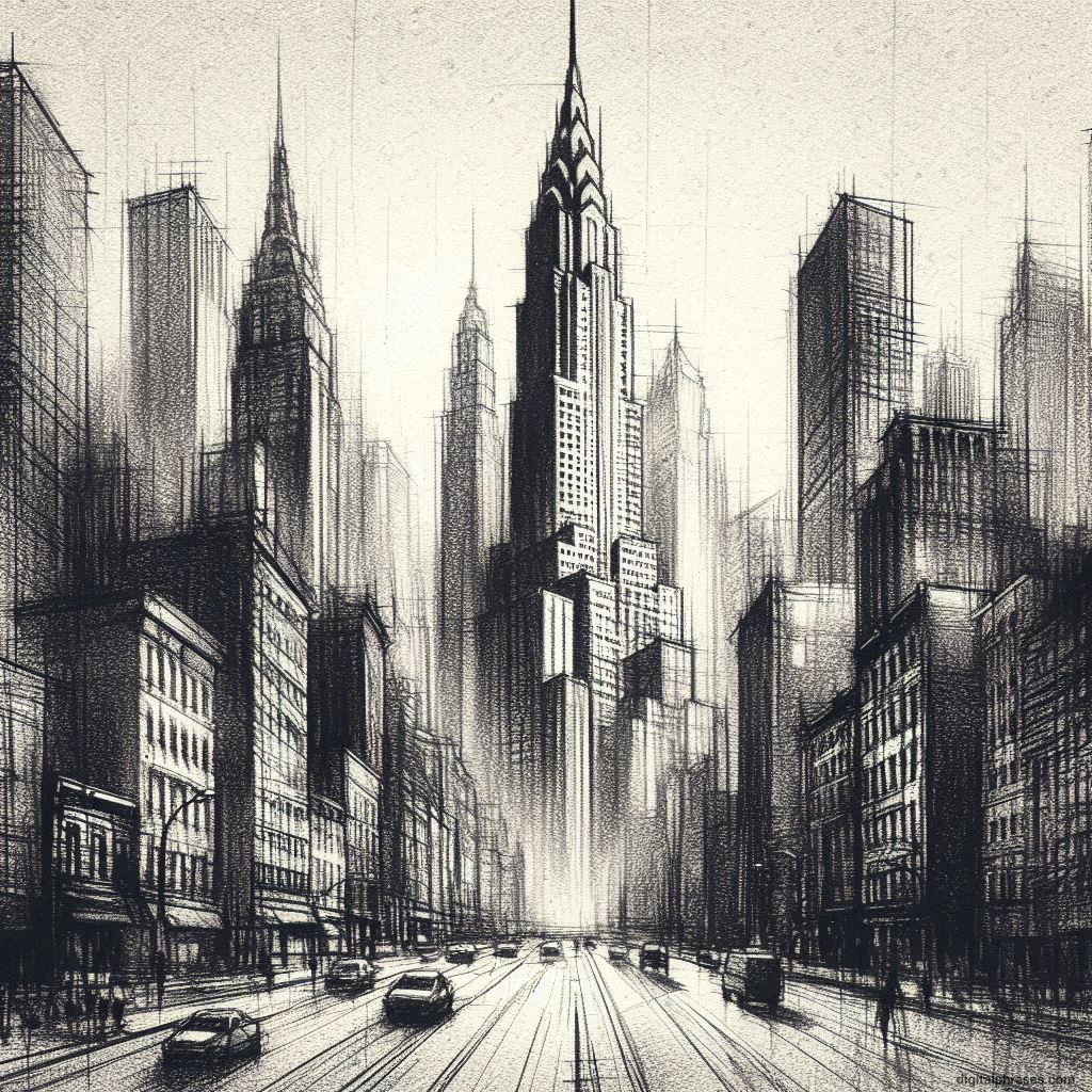 80 One-Point Perspective Drawing Ideas of Cities