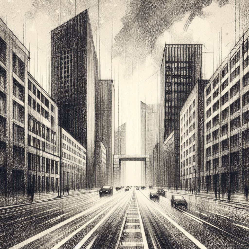 80 One-Point Perspective Drawing Ideas of Cities