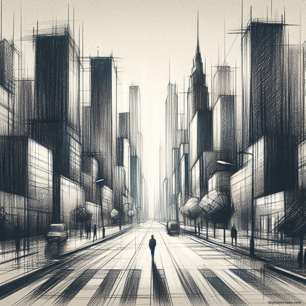 80 One-Point Perspective Drawing Ideas of Cities