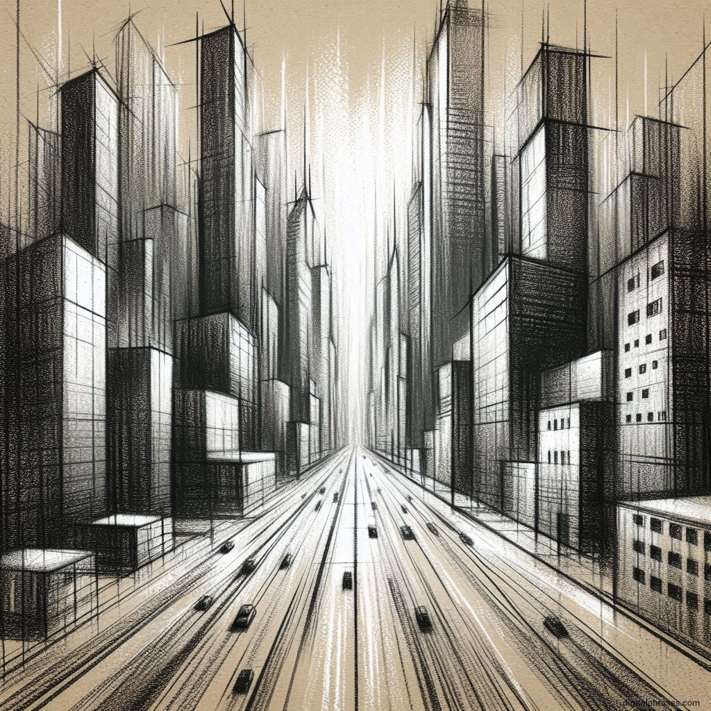 80 One-Point Perspective Drawing Ideas of Cities