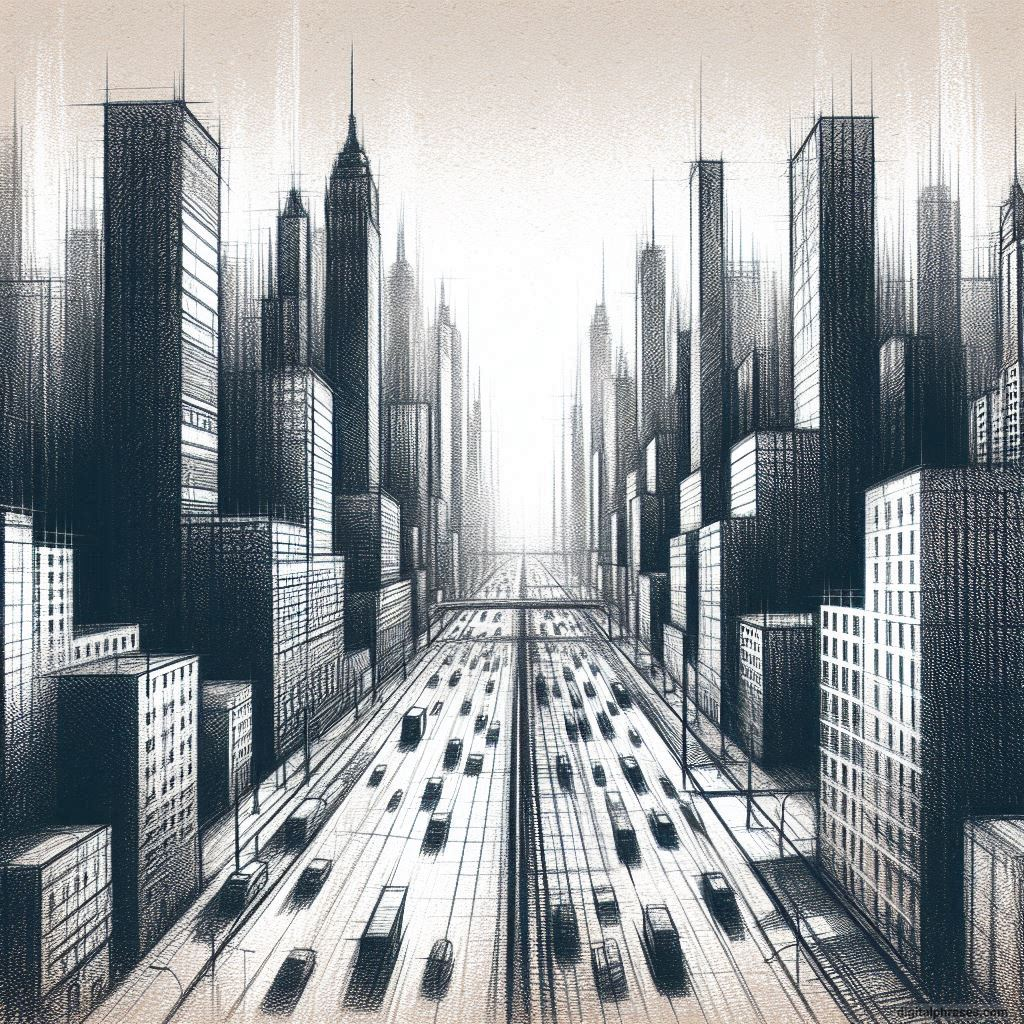 80 One-Point Perspective Drawing Ideas of Cities