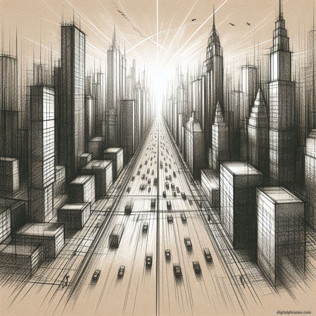 80 One-Point Perspective Drawing Ideas of Cities