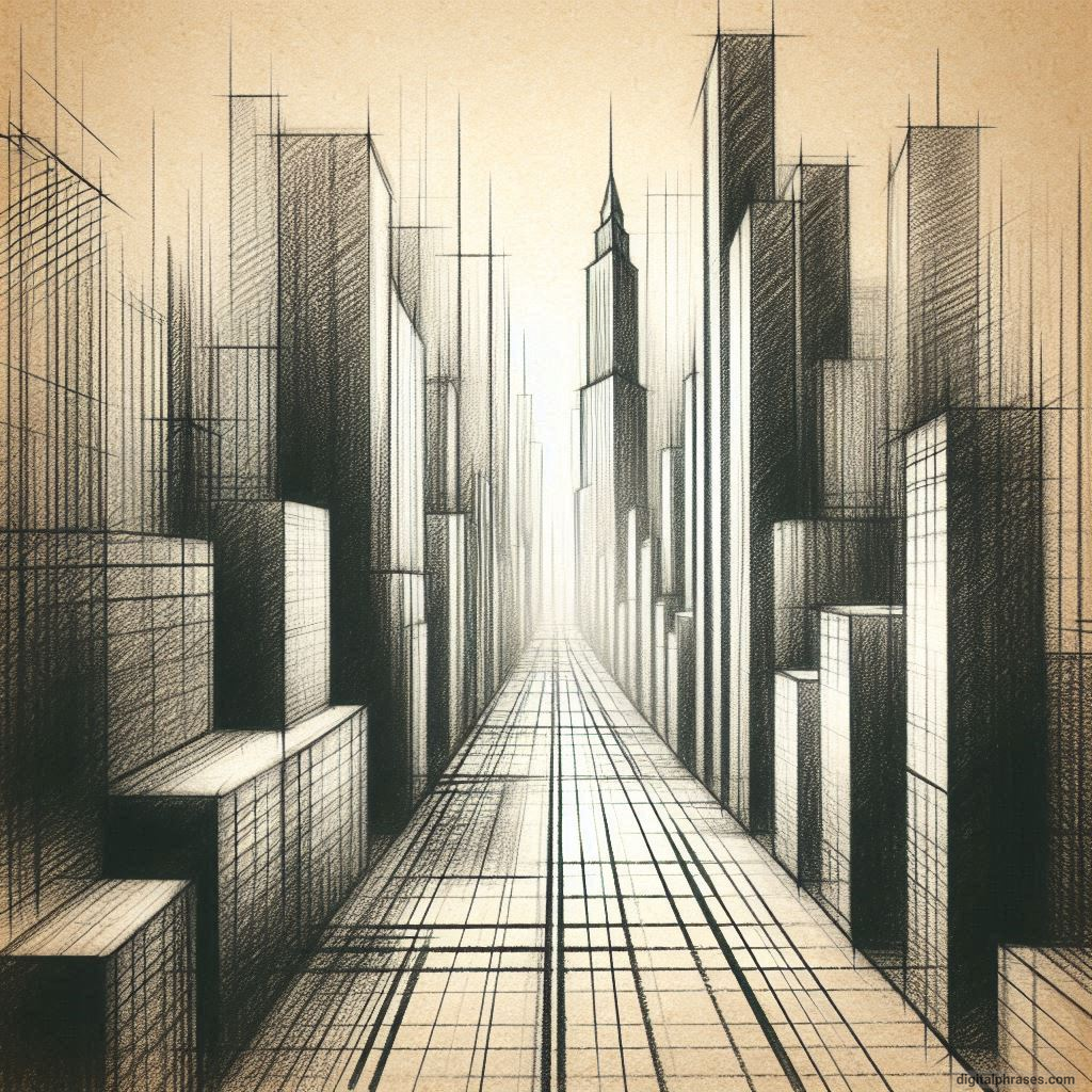 80 One-Point Perspective Drawing Ideas of Cities