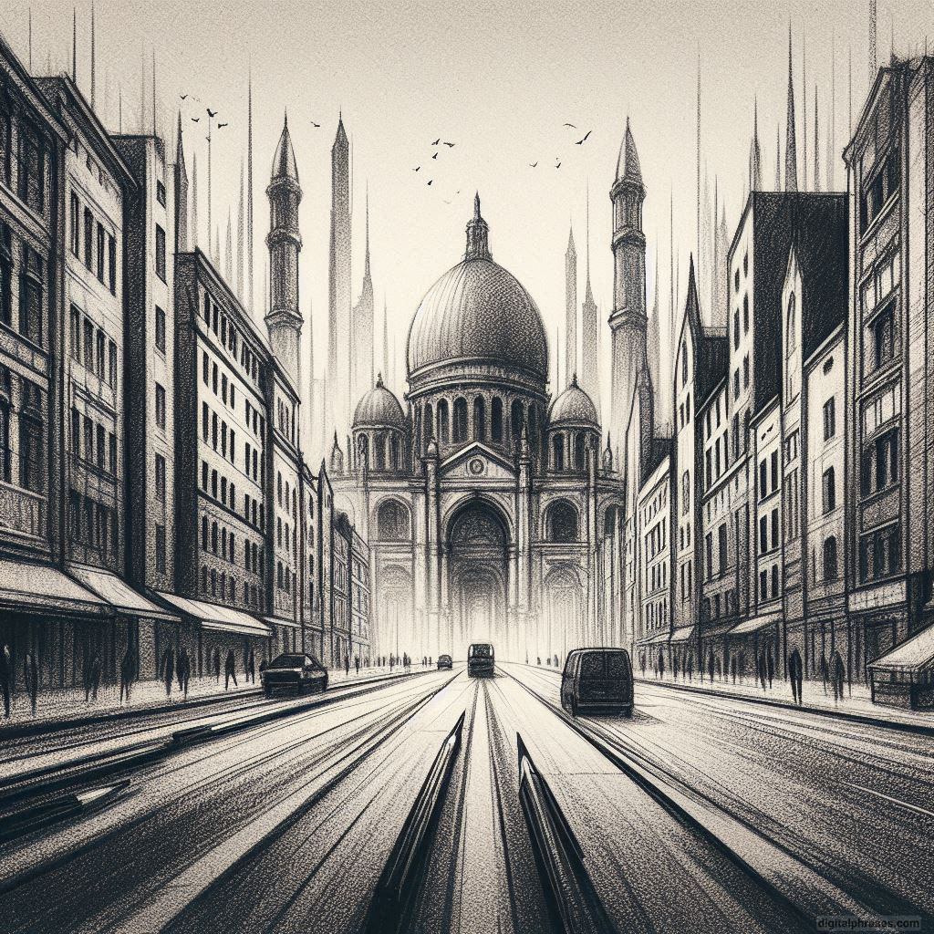 80 One-Point Perspective Drawing Ideas of Cities