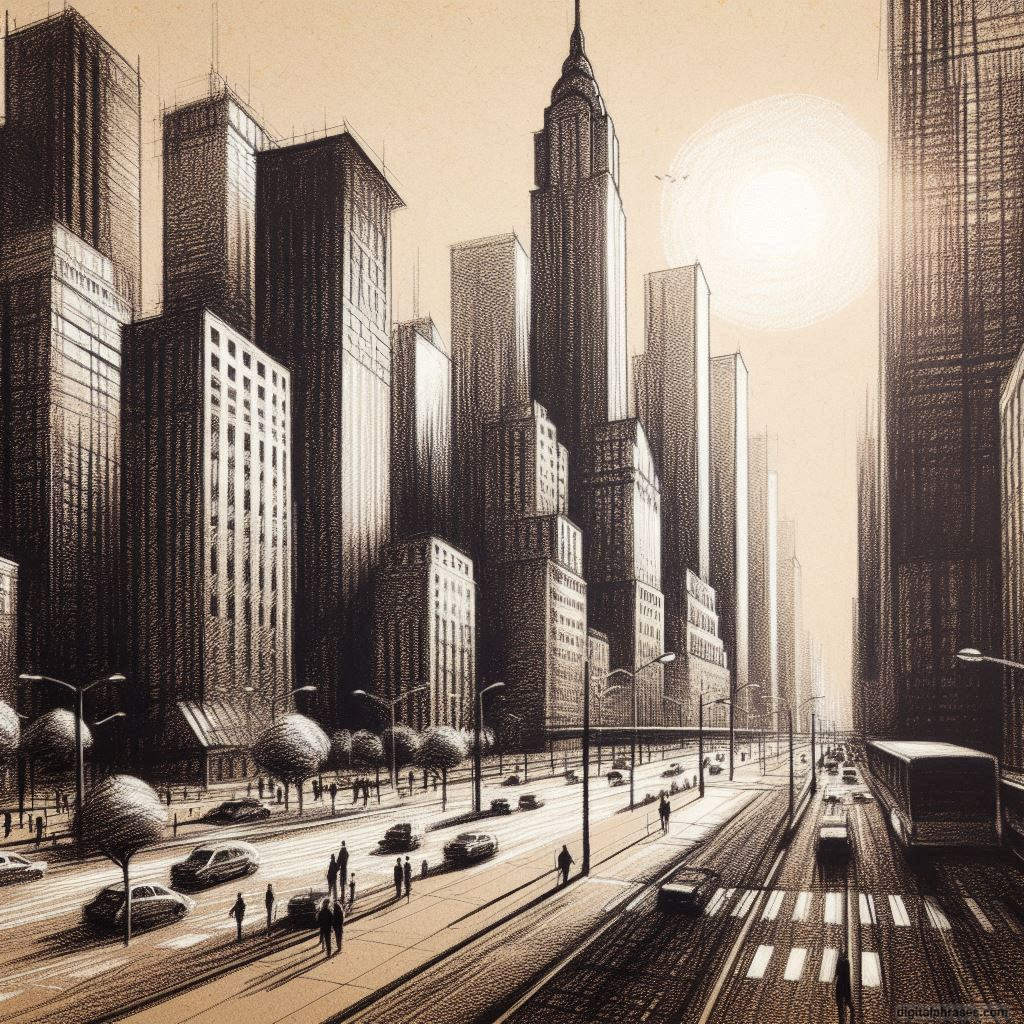 80 One-Point Perspective Drawing Ideas of Cities