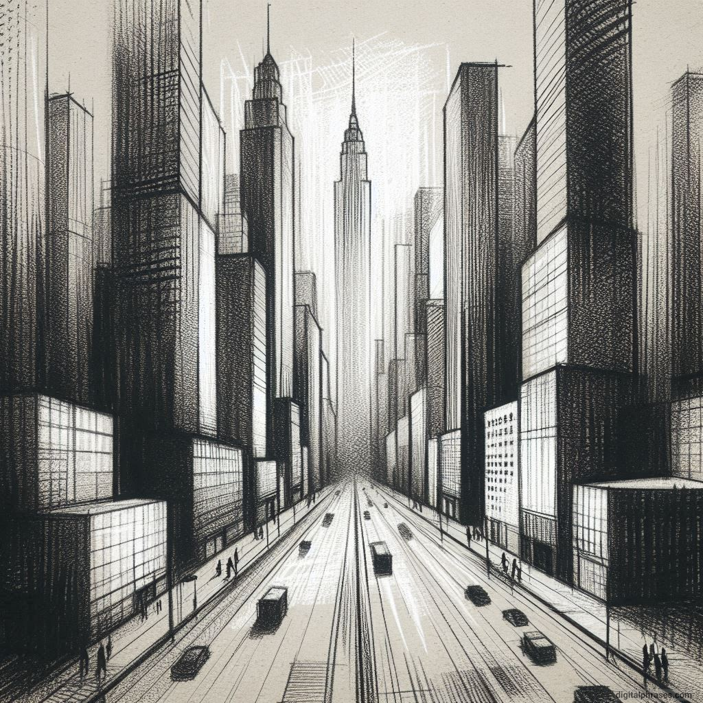 80 One-Point Perspective Drawing Ideas of Cities