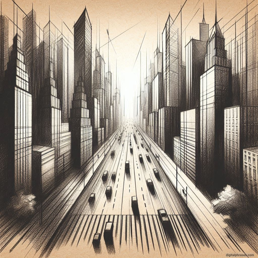 80 One-Point Perspective Drawing Ideas of Cities