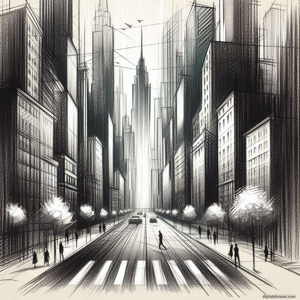 80 One-Point Perspective Drawing Ideas of Cities