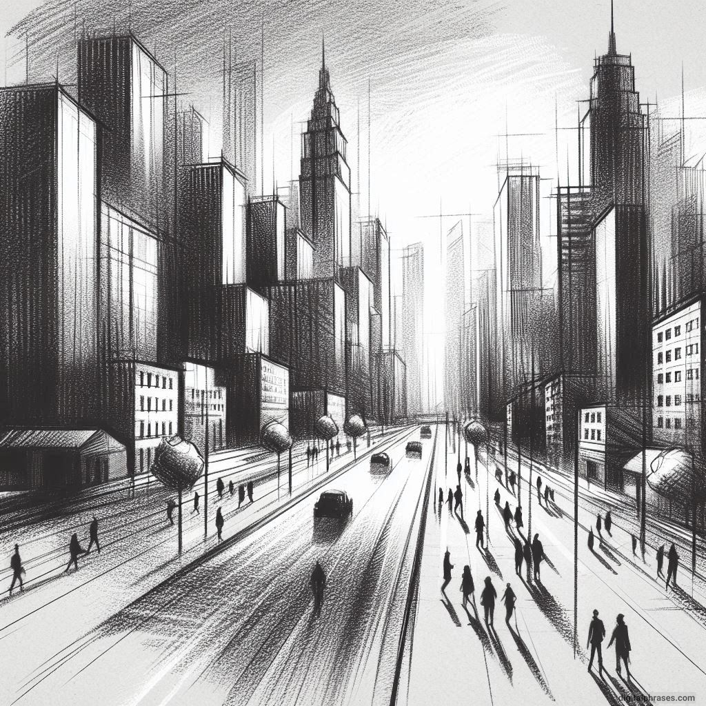 80 One-Point Perspective Drawing Ideas of Cities