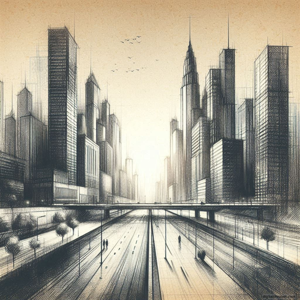 80 One-Point Perspective Drawing Ideas of Cities