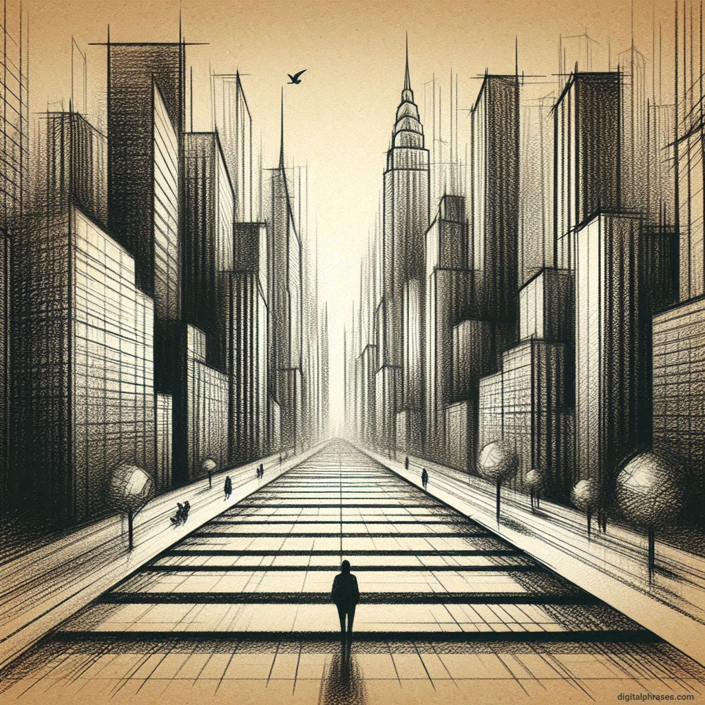 80 One-Point Perspective Drawing Ideas of Cities