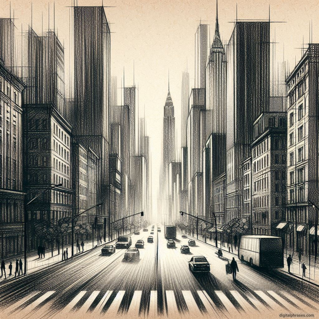 80 One-Point Perspective Drawing Ideas of Cities