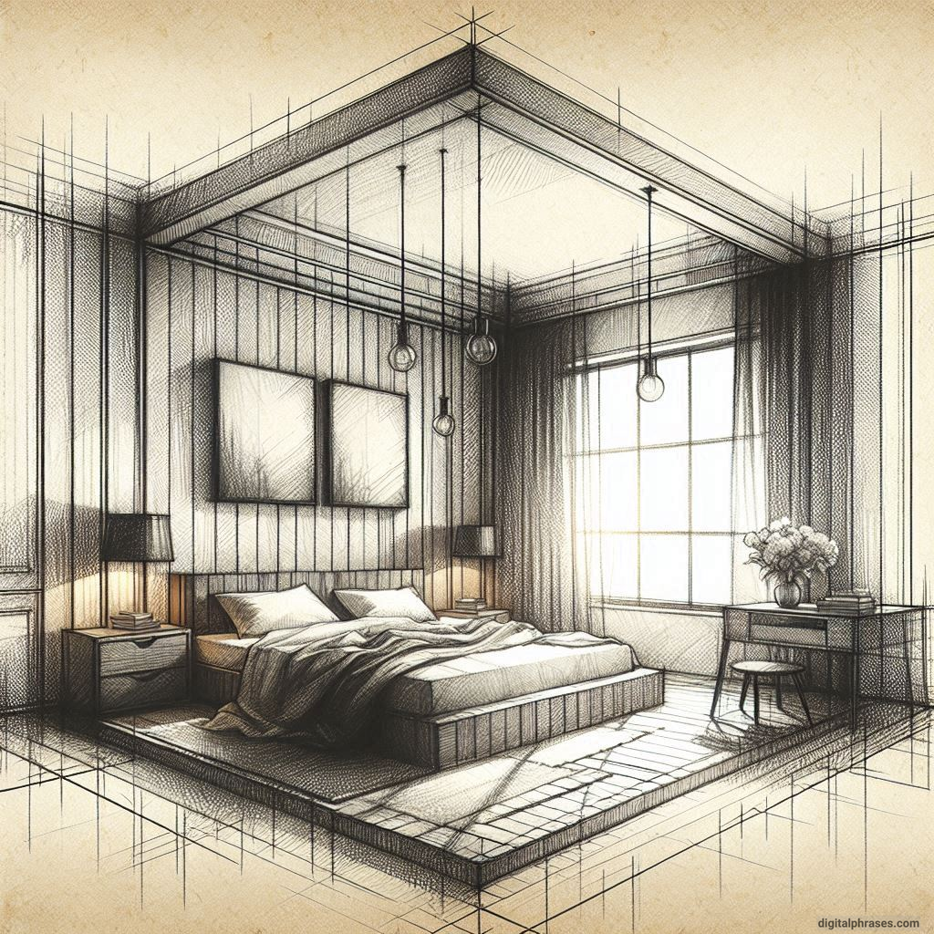 80 One Point Perspective Room/Bedroom Drawings