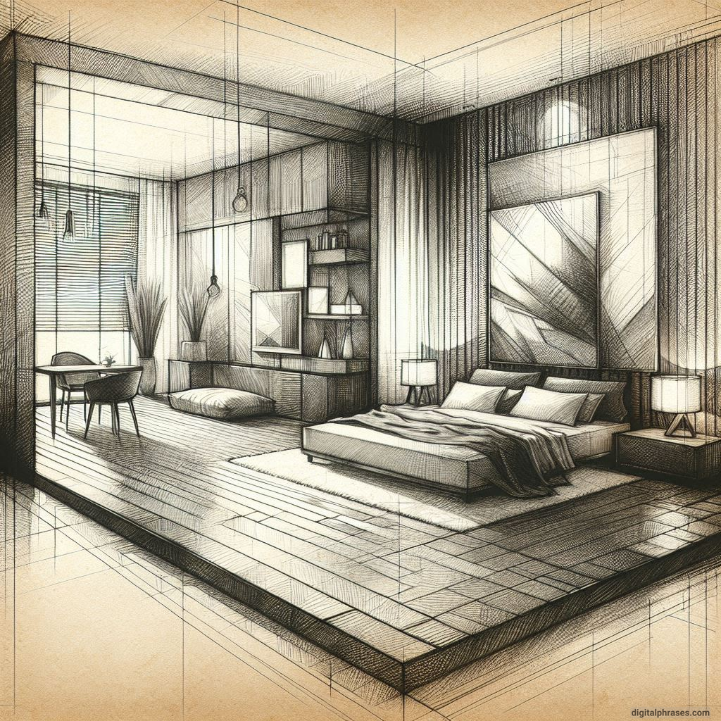 80 One Point Perspective Room/Bedroom Drawings