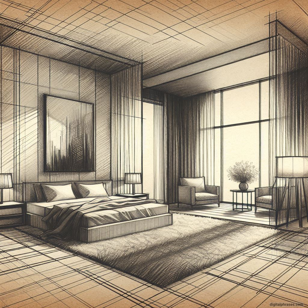 80 One Point Perspective Room/Bedroom Drawings