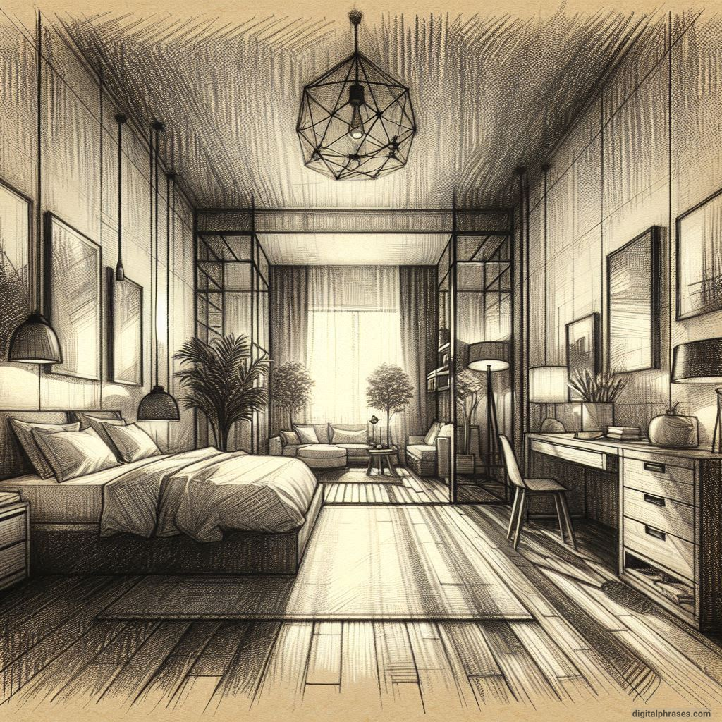 80 One Point Perspective Room/Bedroom Drawings