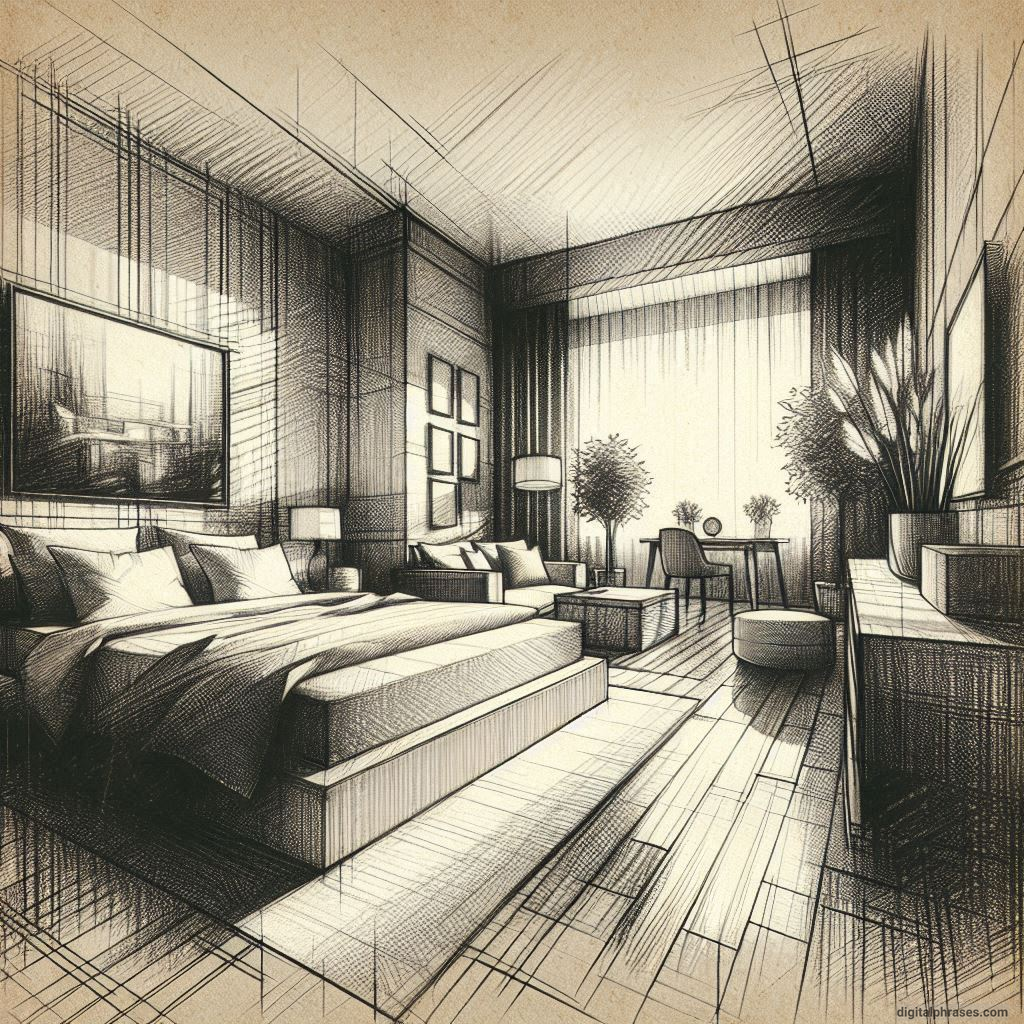 80 One Point Perspective Room/Bedroom Drawings