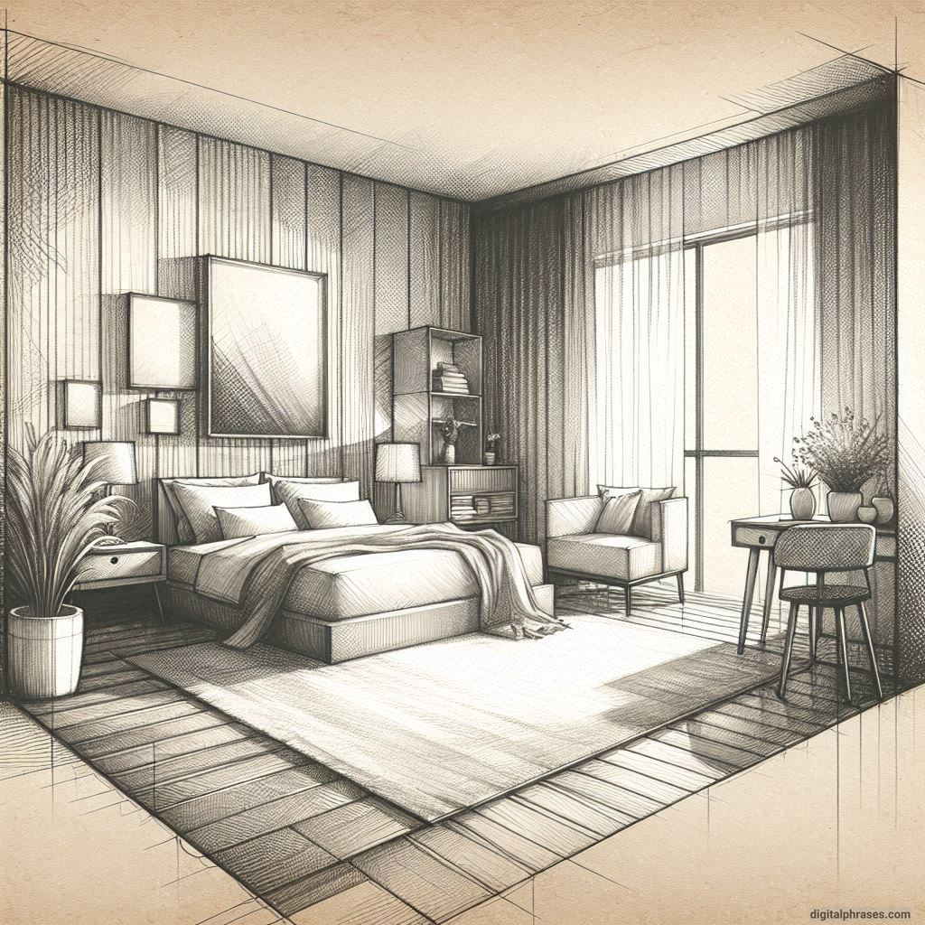 80 One Point Perspective Room/Bedroom Drawings