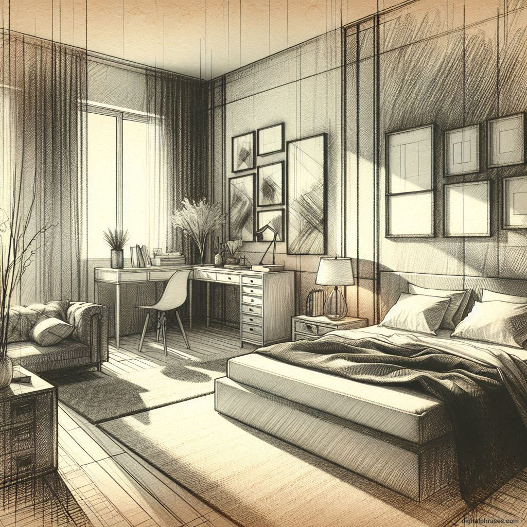 80 One Point Perspective Room/Bedroom Drawings