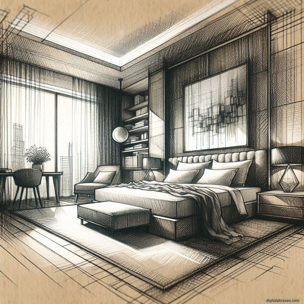 80 One Point Perspective Room/Bedroom Drawings