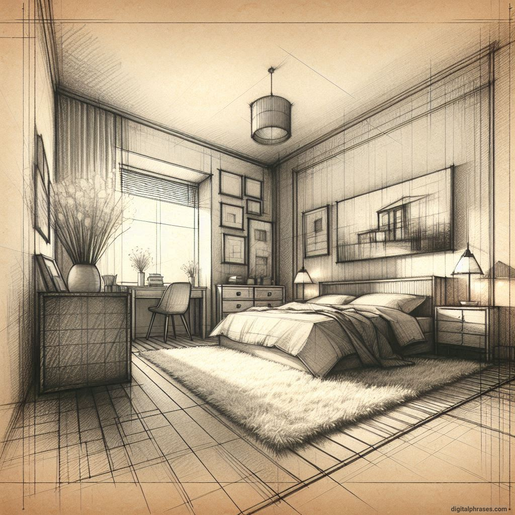 80 One Point Perspective Room/Bedroom Drawings