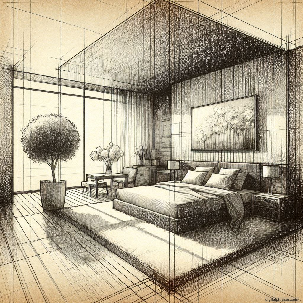 80 One Point Perspective Room/Bedroom Drawings