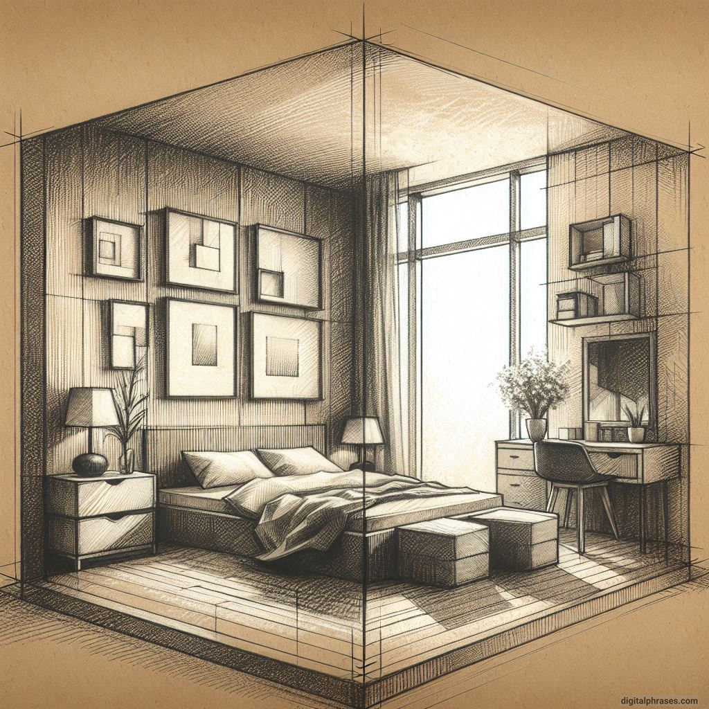 80 One Point Perspective Room/Bedroom Drawings