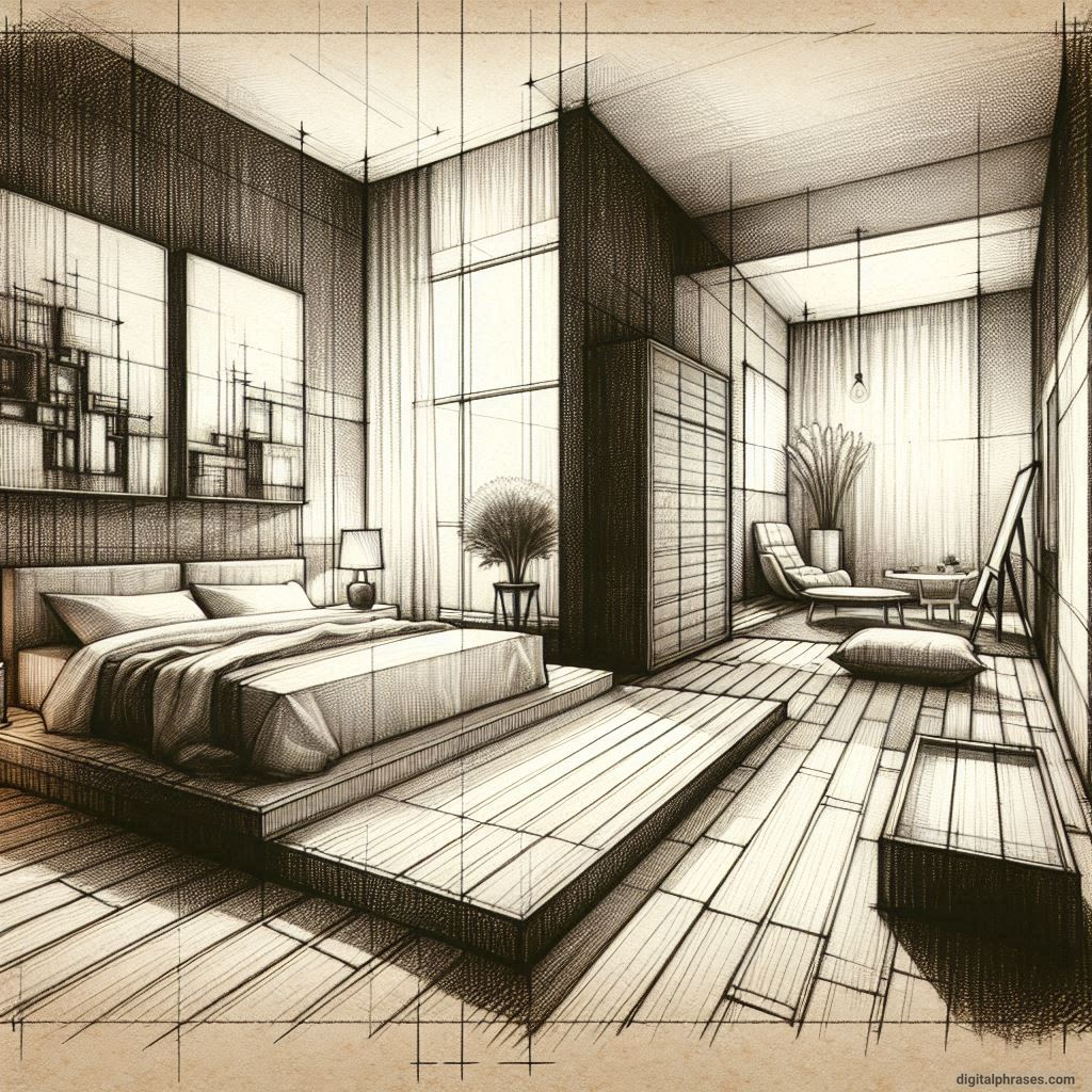 80 One Point Perspective Room/Bedroom Drawings