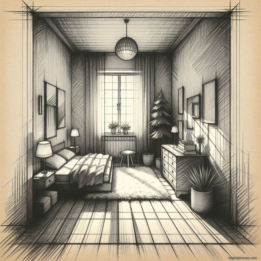 80 One Point Perspective Room/Bedroom Drawings